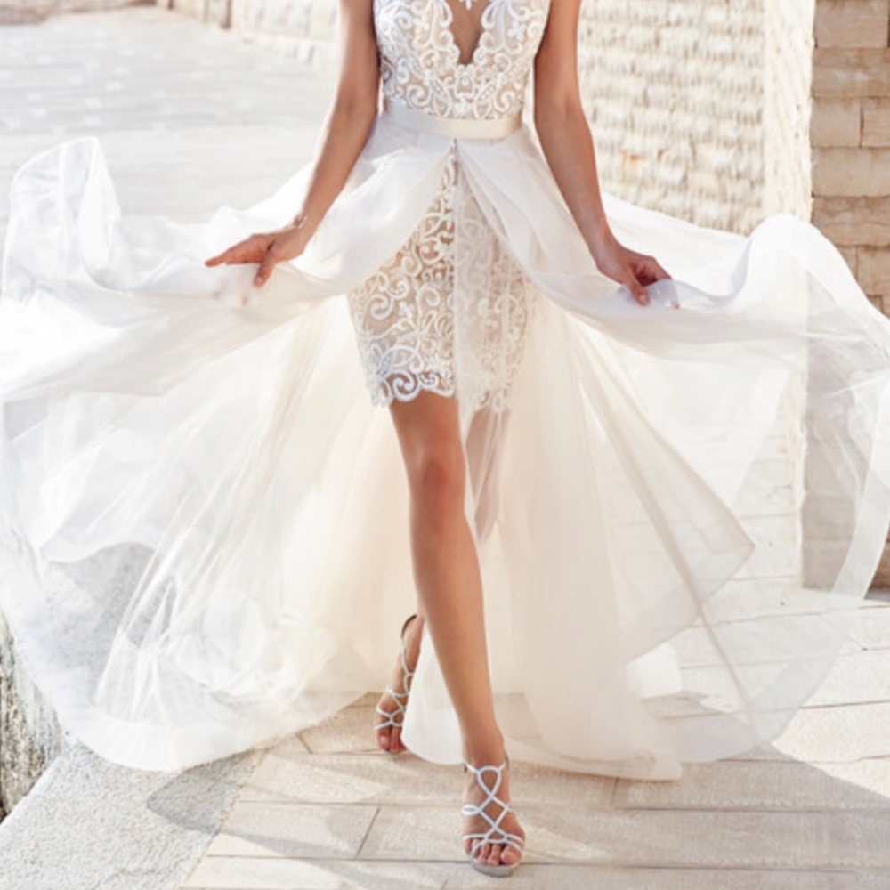 Blush Eddy K Tiered Organza Ruffle Overskirt